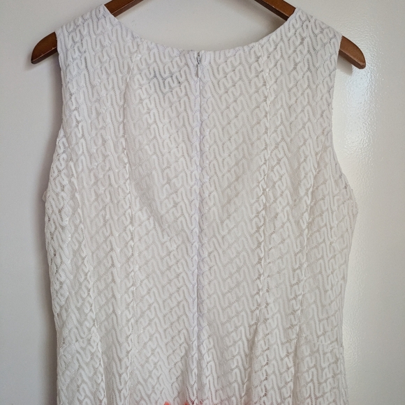 R&K Lace Sleeveless Pink Peach White Chevron Midi Dress 16 - Picture 11 of 16